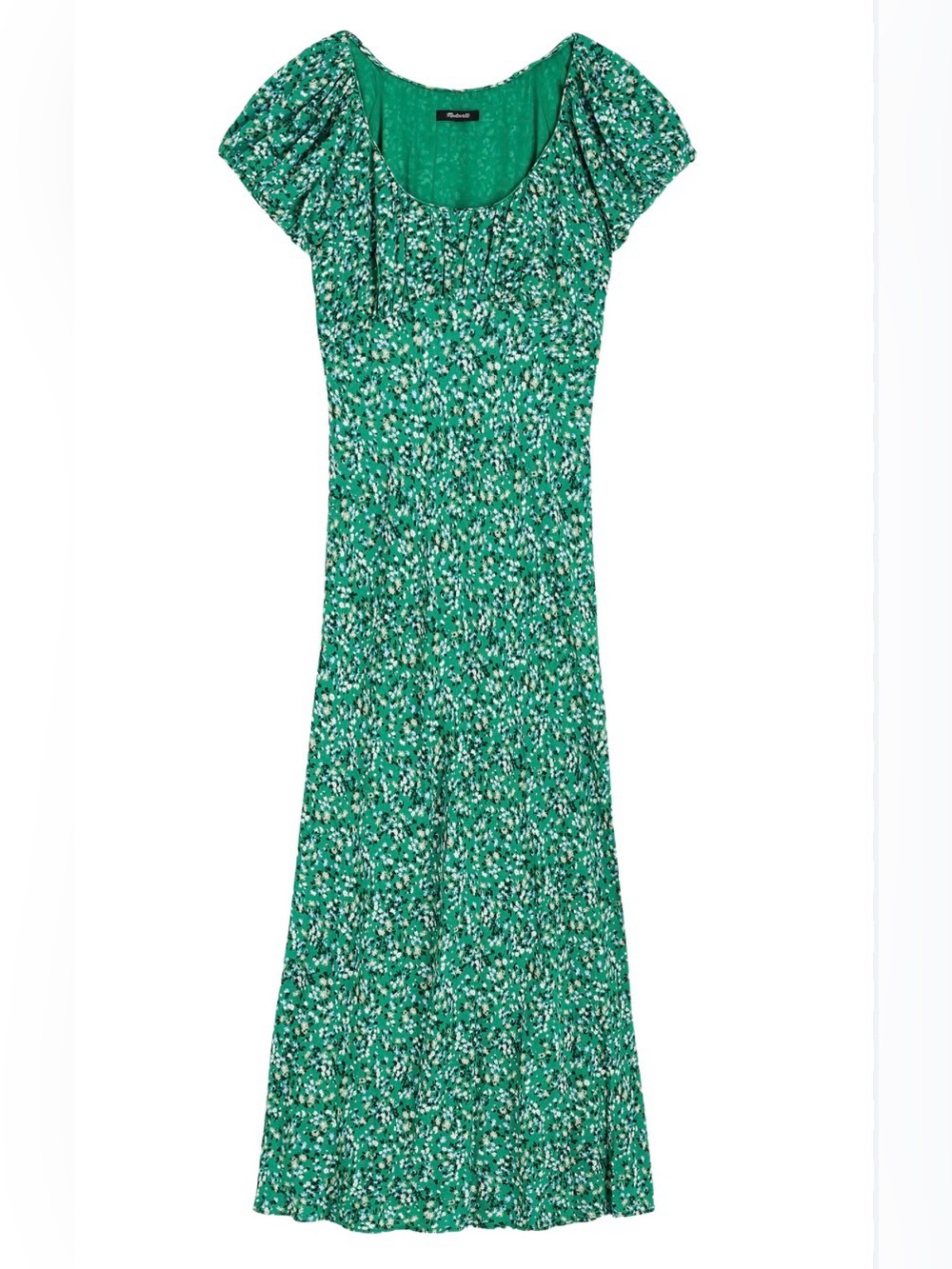 Ruched Scoopneck Midi Dress in Floral